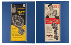 1950s-1960s Mickey Mantle Matted Rawlings Advertisement Pair