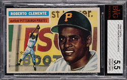 1956 Topps #33 Roberto Clemente Gray Back BVG EX+ 5.5