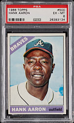 1966 Topps #500 Hank Aaron PSA EX-MT 6
