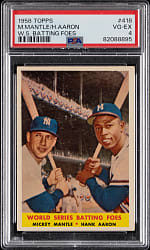 1958 Topps #418 World Series Batting Foes Mickey Mantle/Hank Aaron PSA VG-EX 4