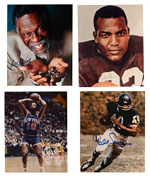 Basketball/Football Hall of Famer Signed Photographs (4) with Jim Brown & Bill Russell