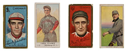 1909-1911 Tobacco and Caramel Type Cards (4) with Hall of Famers Fred Clarke & Sam Crawford