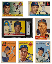 1953-1955 Topps Hall of Famers & Stars (13) with (2) Ted Williams & 1955 Topps #124 Harmon Killebrew Rookie SGC VG/EX 4