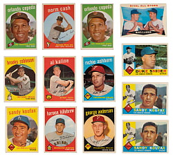 1959 & 1960 Topps Collection (323) with (30) Hall of Famers Including (3) Koufax, (2) Mays & Mantle