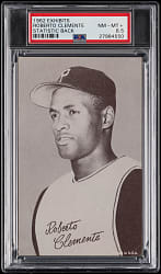 1962 Statistic Back Exhibits Roberto Clemente PSA NM-MT+ 8.5 - Population 6 with Only 2 Higher!
