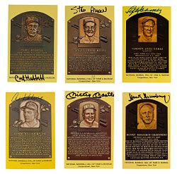 Signed Yellow Hall of Fame Postcard Collection (17) with Mickey Mantle & Hank Greenberg