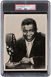 1950-1959 WNBC Jackie Robinson Jumbo Photo Postcard PSA VG-EX 4