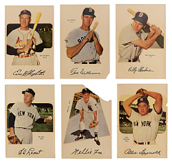 1952 Star-Cal Decal Type 1 Group (6) with (3) Hall of Famers Including Ted Williams