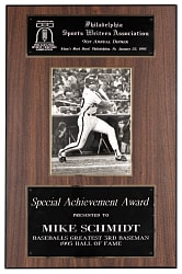 1995 Mike Schmidt Philadelphia Sportswriters Association Special Hall of Fame Award Plaque