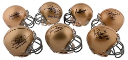 Notre Dame Signed Mini-Helmet Group (7) with Parseghian, Hornung, "Rudy" Ruettiger