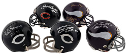 NFC Central Signed Mini-Helmet Collection (13) with Purple People Eaters Multi-Signed, Ditka, Sayers, Tarkenton