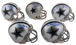 Dallas Cowboys Signed Mini-Helmet Group (5) with (2) Staubach, D. Sanders & Multi-Signed