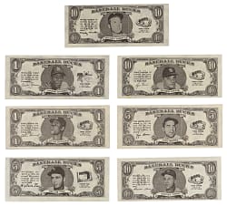 1962 Topps Bucks Hall of Fame & Star Group (7) with Berra, Ford & Maris