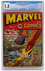 1941 Timely Comics Marvel Mystery Comics #17 Human Torch & Sub-Mariner Team-Up - CGC 1.5