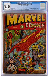 1942 Timely Comics Marvel Mystery Comics #34 Toro Bondage Torture Cover - CGC 2.0