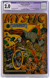 1942 Timely Comics Mystic Comics #10 Al Gabrielle Cover Featuring the Destroyer - CGC 2.0 Restored
