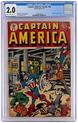 1945 Timely  Comics Captain America Comics #48 New York Subway Cover by Alex Schomburg - CGC 2.0