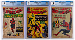 1964 Marvel Comics Amazing Spider-Man Early Issues (3) with #10 First Enforcers, #12 Third Dr. Octopus & #19 Second Ned Leeds - All CGC .5