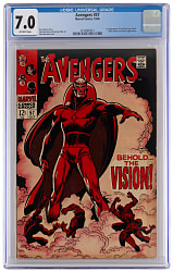 1968 Marvel Comics The Avengers #57 First Vision - CGC 7.0