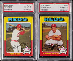 1975 Topps #260 Johnny Bench & #320 Pete Rose PSA NM-MT 8 Graded Pair