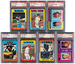 1975 Topps Hall of Fame & Star Collection PSA NM-MT 8 Graded Collection (7) with Reggie Jackson & Pete Rose