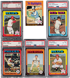 1975 Topps Near Complete Set (607/660) with (5) PSA NM 7 to NM-MT 8 Graded Hall of Famers & Stars - Clean!
