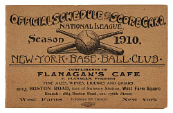 Rare 1910 New York Giants Official Schedule and Scorecard