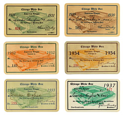 1930-1937 Chicago White Sox Celluloid Schedule/Season Passes Group (6)
