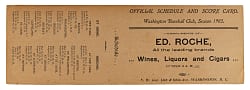 Scarce 1903 Washington Senators Unfolded Season Schedule & Scorecard
