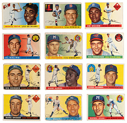 1955 Topps Near Complete Set (198/206) with #47 Hank Aaron & #124 Harmon Killebrew Rookie
