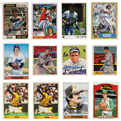 1972-1989 Mostly Hall of Fame Signed Cards (31) with Catfish Hunter & Bill Terry