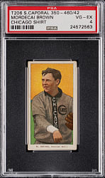1909-1911 T206 White Border Mordecai Brown Chicago on Shirt PSA VG-EX 4