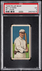 Lot # 7: 1909-1911 T206 White Border Bill O'Hara St. Louis PSA VG 3 - Polar Bear Back