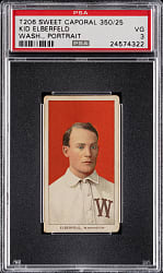 1909-1911 T206 White Border Kid Elberfeld Washington Portrait PSA VG 3