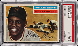 1956 Topps #130 Willie Mays Gray Back PSA EX-MT 6