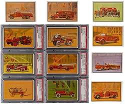 1953 Bowman Firefighters Near Complete Set (59/64) with (6) PSA Graded