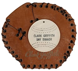 1948 Clark Griffith Day Dinner Glove-Shaped Table Coaster/Invitation