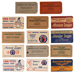 1924-1960 American League Pocket Schedules (14) with Various Pre-War Including 1927