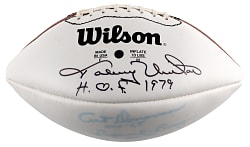 Baltimore Colts Hall of Famers Multi-Signed Football with (6) Autographs Plus Full JSA LOA - Presents as Single Signed Unitas with HOF Inscriptions