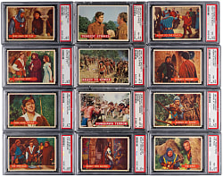 1956 Topps Davy Crockett Orange/Green Complete Set Pair & 1957 Topps Robin Hood Set - (220 Total Cards) with (12) PSA NM 7 Graded or Better