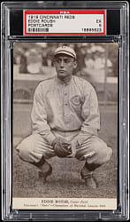 1919 Cincinnati Reds Postcards Eddie Roush PSA EX 5 - Population 3 with Only 1 Graded Higher!