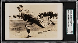 1937-1939 Orcajo Cincinnati Reds Postcards Johnny Vander Meer with Metropolitan Clothing Co. Ad SGC EX 5