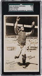 1937-1939 Orcajo Cincinnati Reds Postcards Ernie Lombardi Fancy Letters with Metropolitan Clothing Co. Ad SGC EX 5