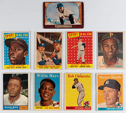 1955-1961 Topps & Bowman Hall of Fame Superstars (9) with Aaron, Clemente, Mantle & Mays