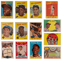 1958-1960 Topps Hall of Fame Superstar Collection (13) with Aaron, Clemente, Koufax, Mantle & Mays