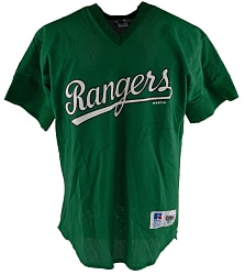 1993-1994 Kevin Brown Signed Game-Used Texas Rangers St. Patrick's Day Batting Practice Jersey - JSA & MEARS
