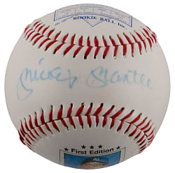 Mickey Mantle Signed First Edition "Rookie Ball" with 1952 Topps Baseball Card Photo - JSA LOA