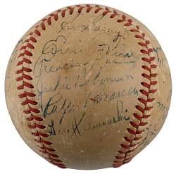 1950 Brooklyn Dodgers Team-Signed Baseball with (27) Signatures Including Jackie Robinson & Roy Campanella - PSA/DNA LOA