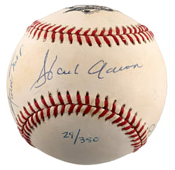 3500 Club Signed White/ONL Baseball with Hank Aaron, Willie Mays & Eddie Murray (LE #29/350) - JSA LOA