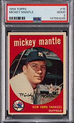 1959 Topps #10 Mickey Mantle PSA GOOD 2